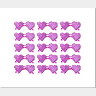 Heart glasses watercolor pattern Posters and Art